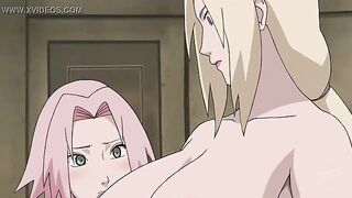 การ์ตูนโป๊อนิเมะ18+ Naruto xxx สามนินจาสาวมาโชว์นมวัดไซส์หีใหญ่โหนกนูนกันอย่างสงสัยโดนเย็ดทะล่วงหีมาเยอะ